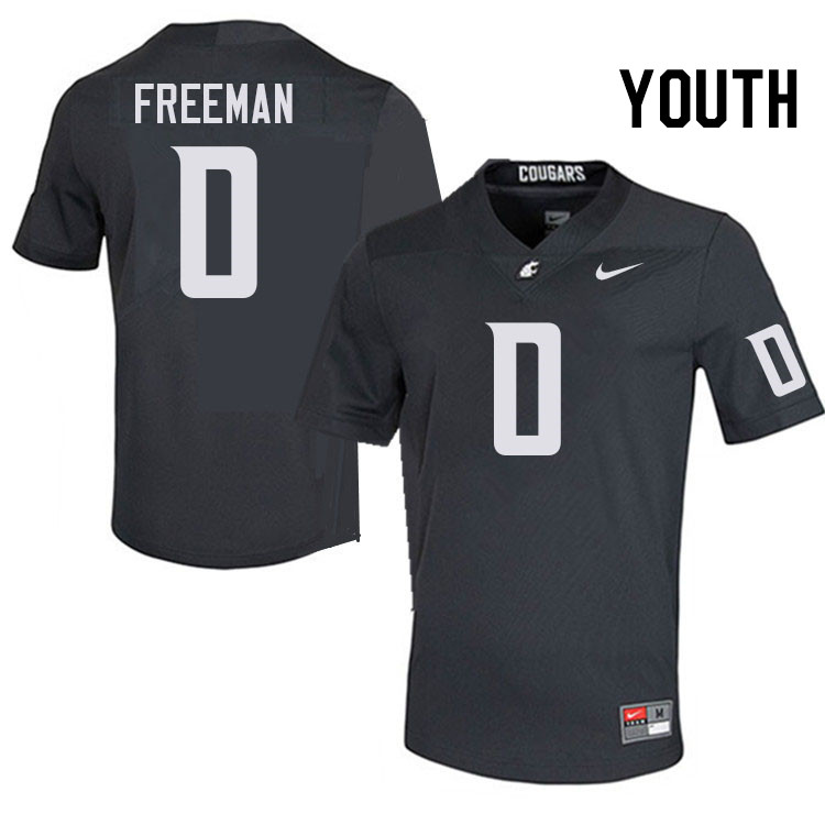 Youth #0 Tony Freeman Washington State Cougars College Football Jerseys Stitched-Charcoal